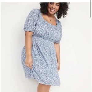 OLD NAVY Baby Blue Puff Sleeve Floral Mini Dress